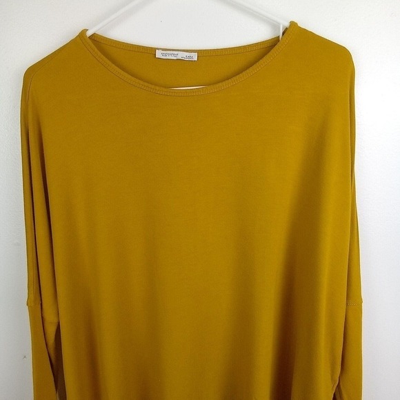 Zara WB Collection Shirt Women's Size Medium Mustard 3/4 Sleeve Asymmetrical - Picture 4 of 7